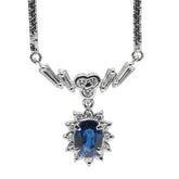 Pt900 プラチナ Pt850 プラチナ サファイア0.64ct ダイヤ0.32ct ペンダントネックレス レディース 【中古】